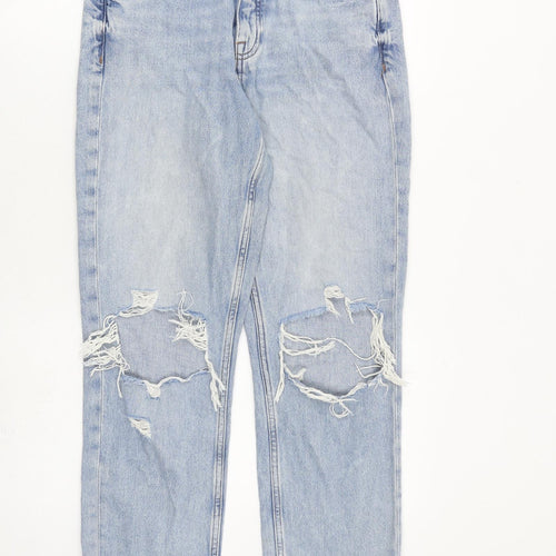 River Island Womens Blue Cotton Straight Jeans Size 8 L27 in Regular Zip