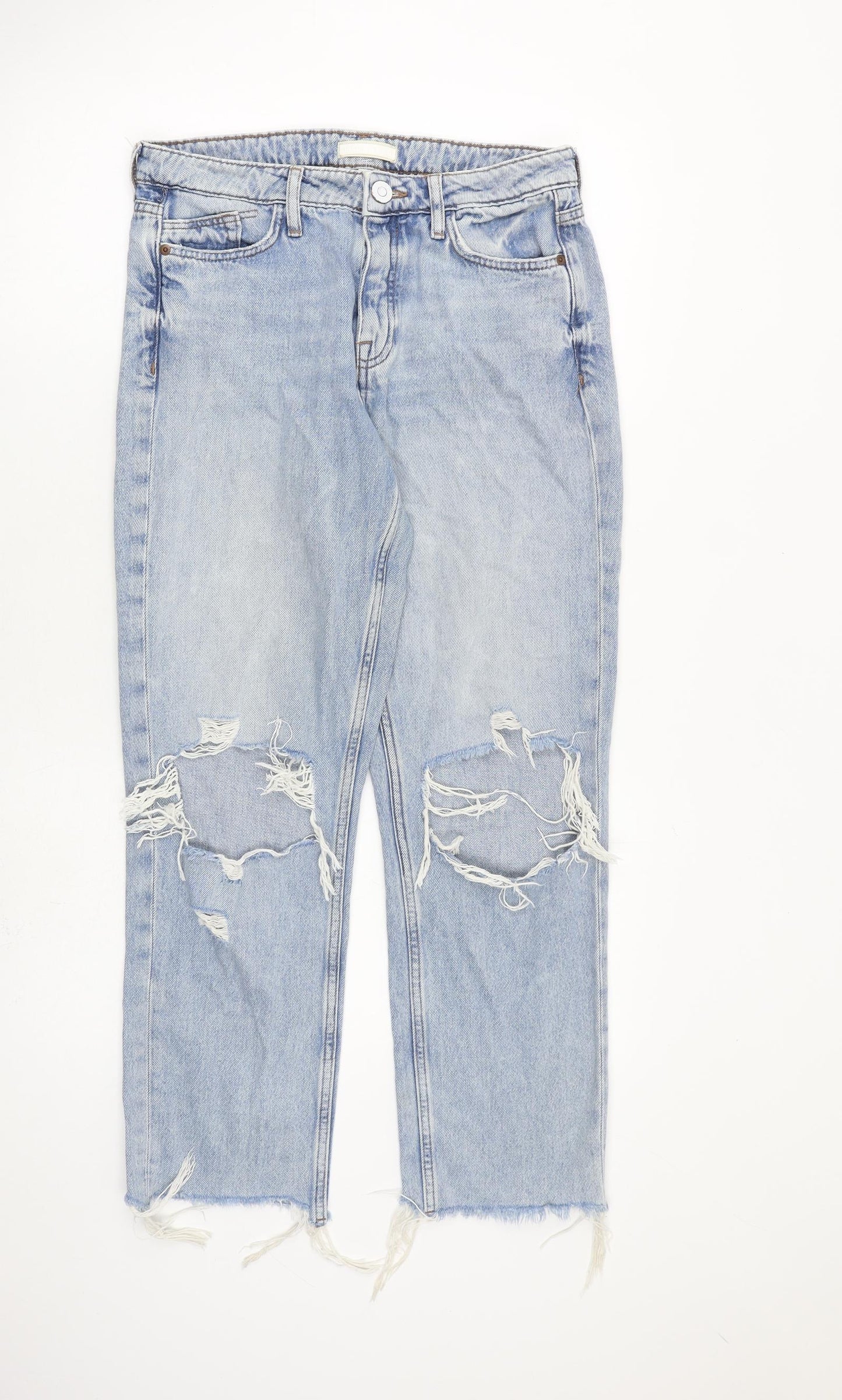 River Island Womens Blue Cotton Straight Jeans Size 8 L27 in Regular Zip