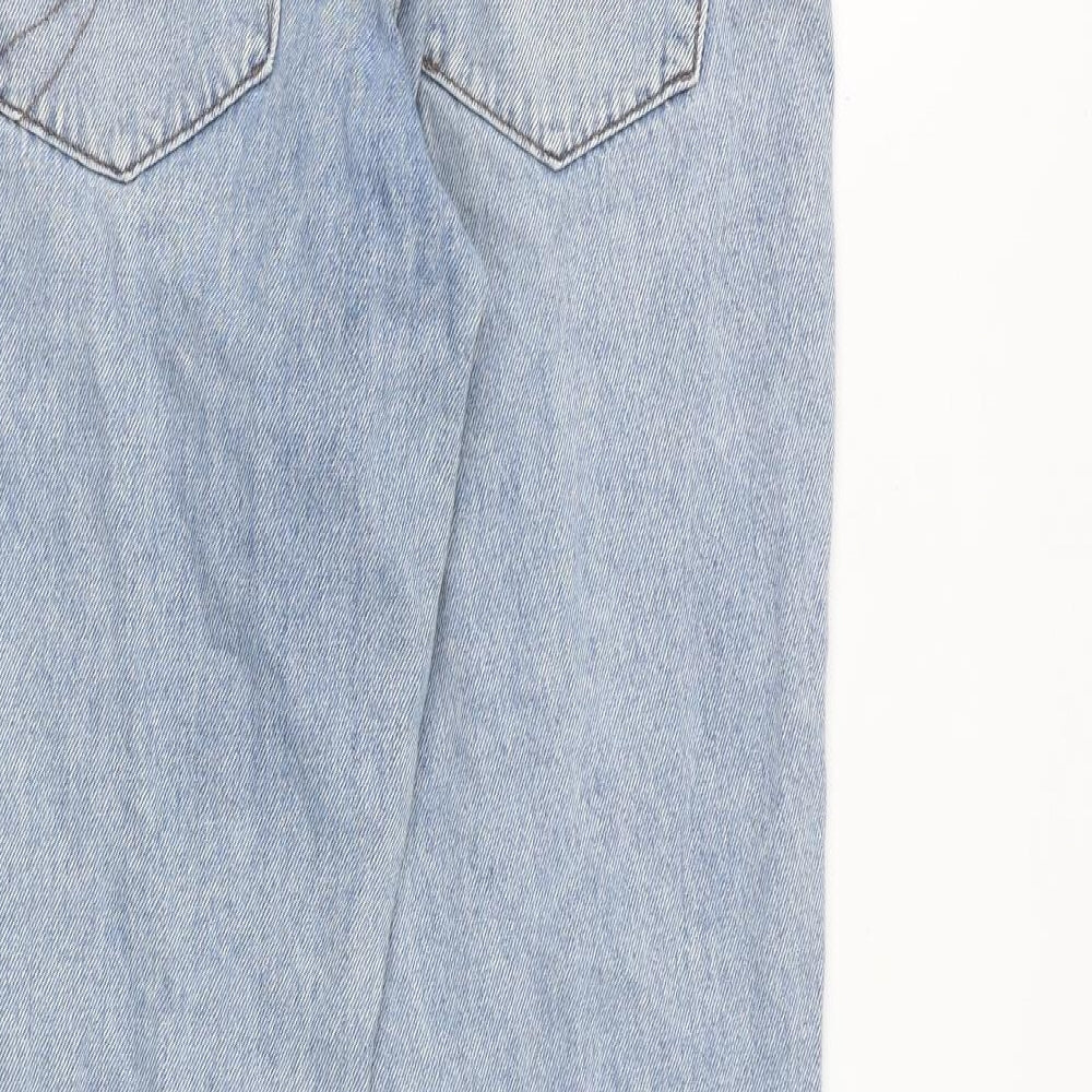 River Island Womens Blue Cotton Straight Jeans Size 8 L27 in Regular Zip