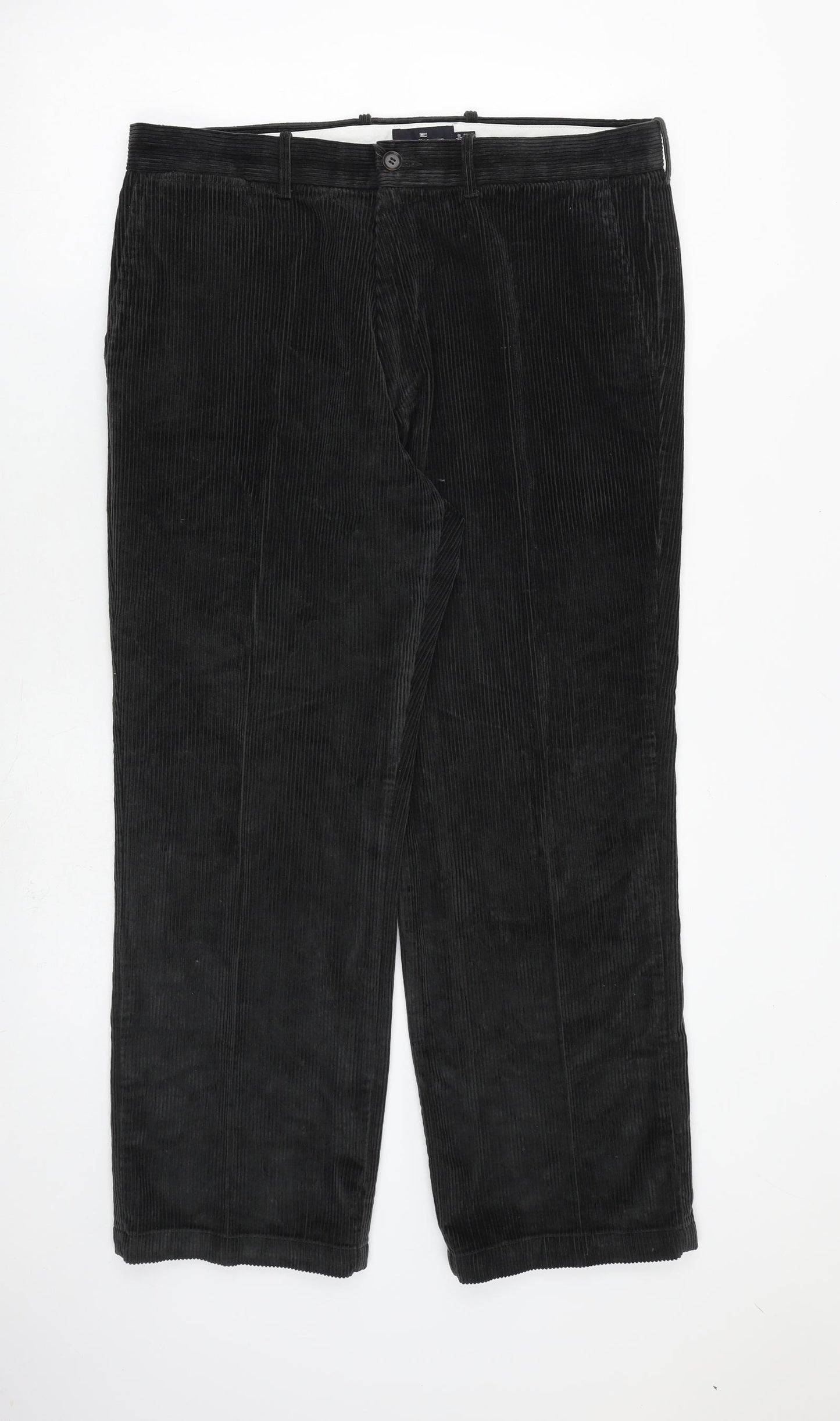 Marks and Spencer Mens Grey Cotton Trousers Size 36 in L29 in Regular Zip