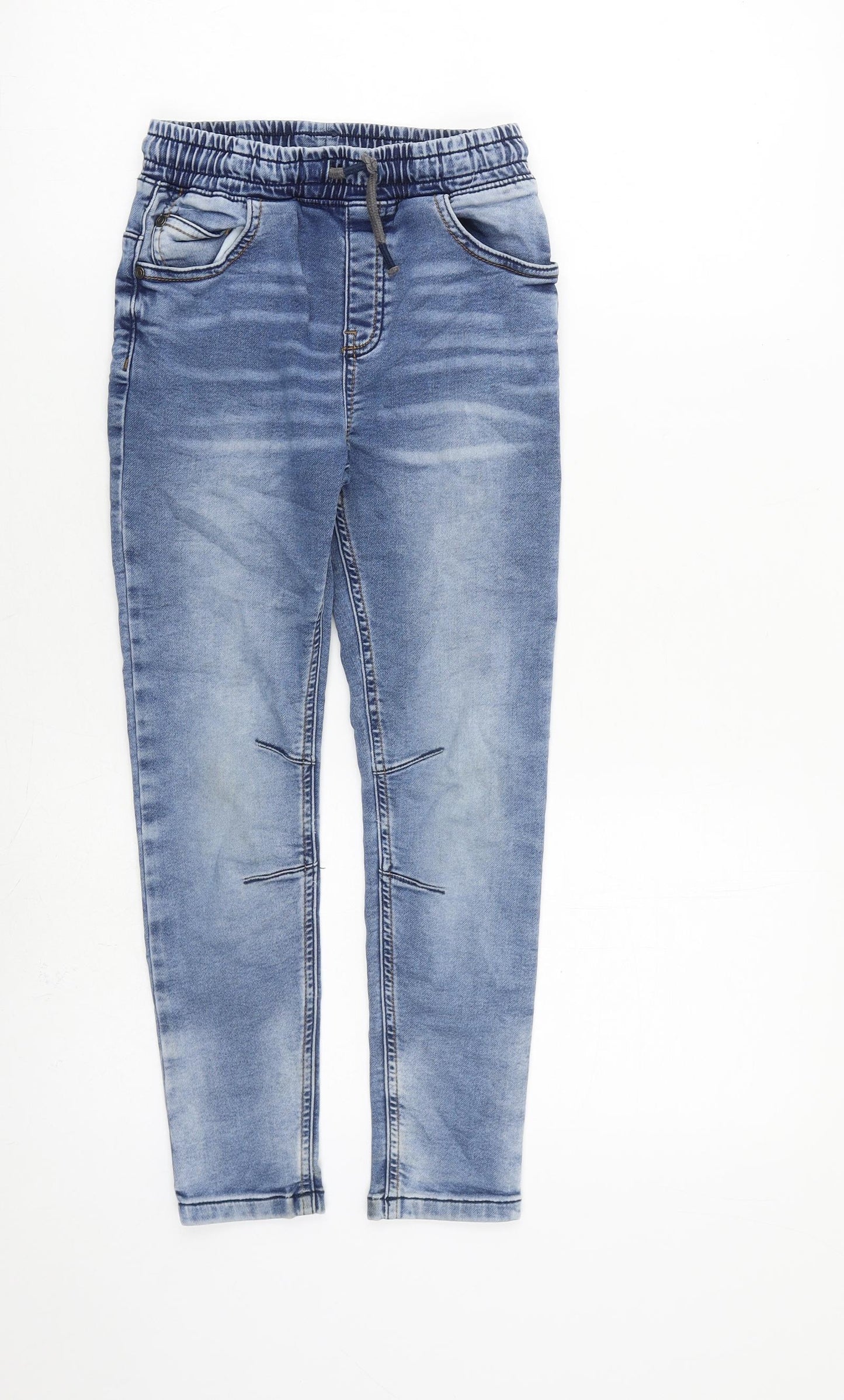 TU Boys Blue Cotton Skinny Jeans Size 8 Years L22 in Regular Drawstring