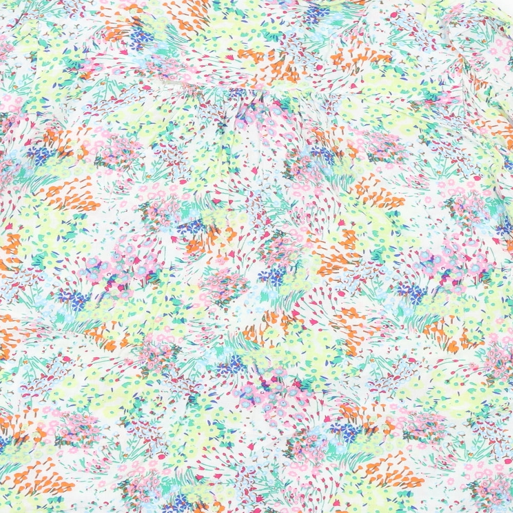 Marks and Spencer Womens Multicoloured Floral Viscose Basic Button-Up Size 12 Round Neck