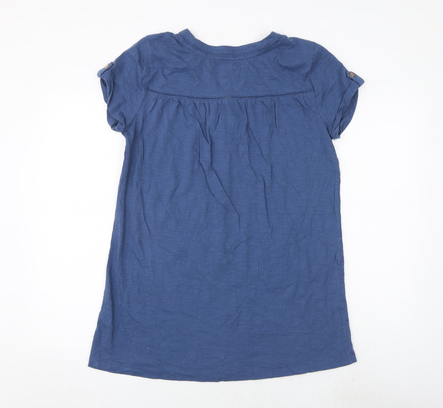 MANTARAY PRODUCTS Womens Blue Geometric 100% Cotton Tunic T-Shirt Size 12 V-Neck - Bird Print