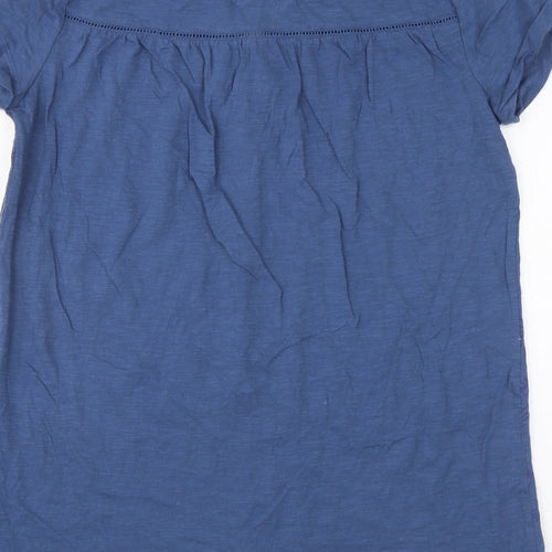 MANTARAY PRODUCTS Womens Blue Geometric 100% Cotton Tunic T-Shirt Size 12 V-Neck - Bird Print