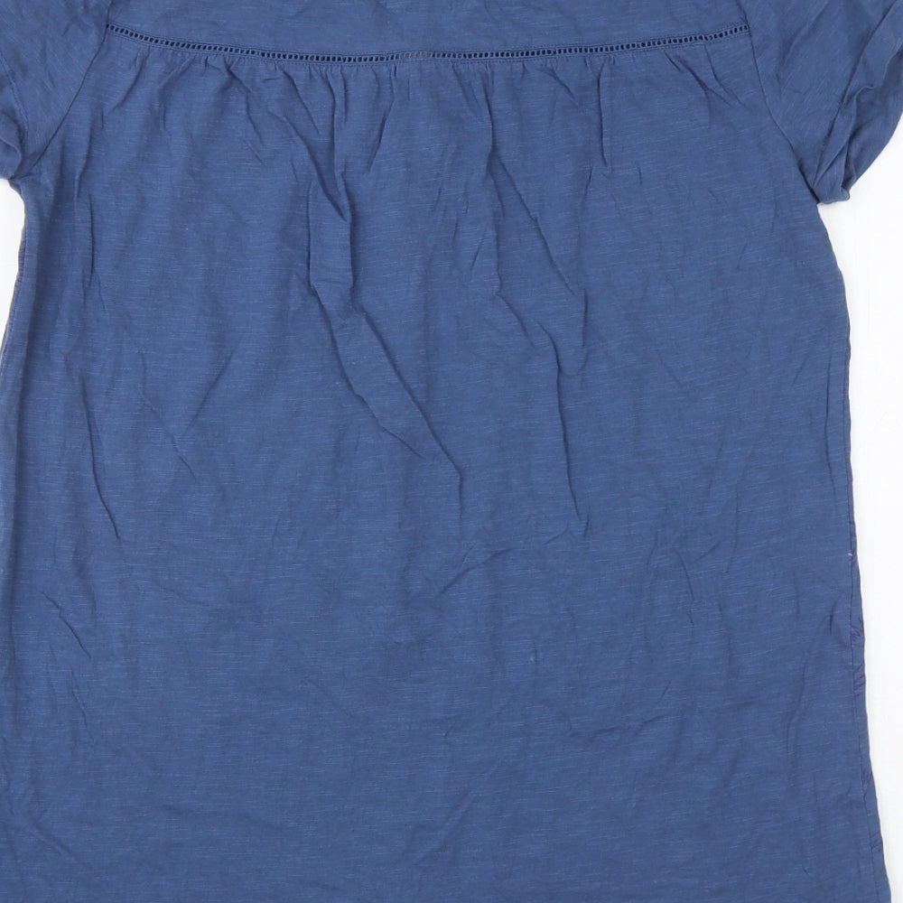 MANTARAY PRODUCTS Womens Blue Geometric 100% Cotton Tunic T-Shirt Size 12 V-Neck - Bird Print