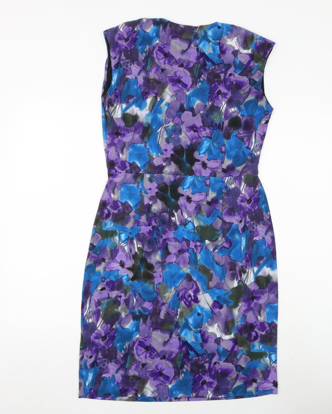 Donna Ricco Womens Multicoloured Geometric Polyester Shift Size 10 Cowl Neck Pullover