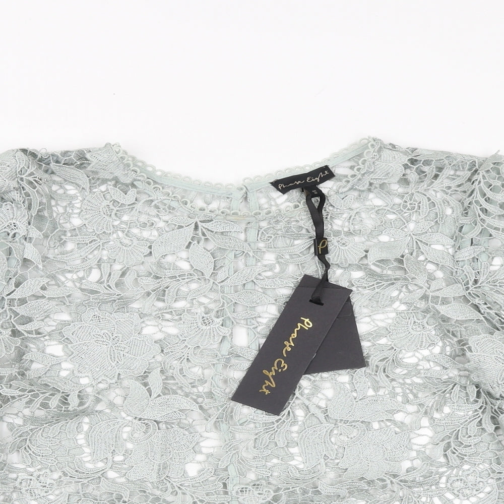 Phase Eight Womens Green Polyester Basic Blouse Size 16 Round Neck