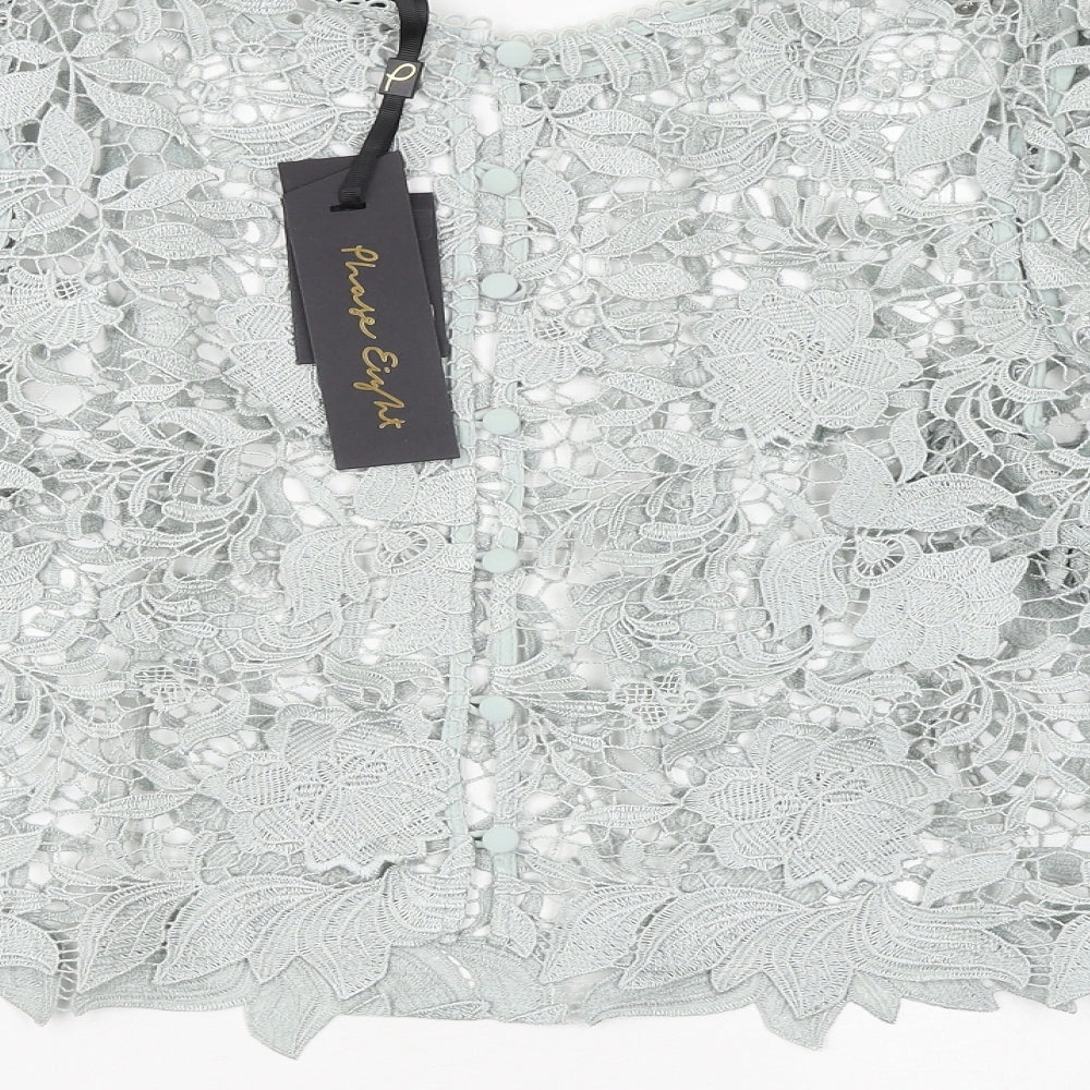 Phase Eight Womens Green Polyester Basic Blouse Size 16 Round Neck