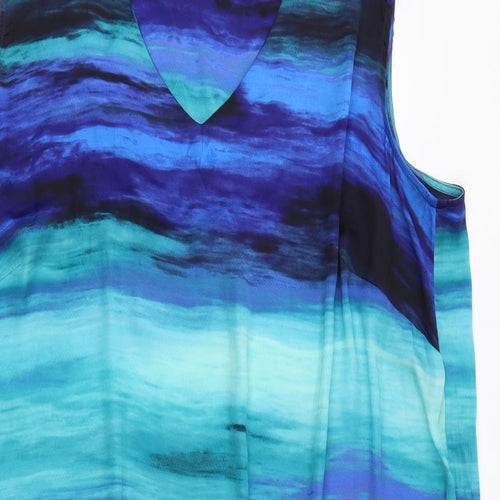 Joanna Hope Womens Multicoloured Tie Dye Polyester A-Line Size 24 V-Neck Pullover