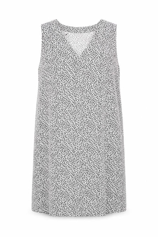 Front view of Marks & Spencer women’s white floral flax a-line, size UK 12, v-neck pullover