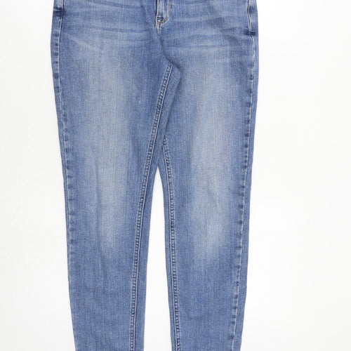 Marks and Spencer Womens Blue Cotton Skinny Jeans Size 12 L30 in Slim Zip