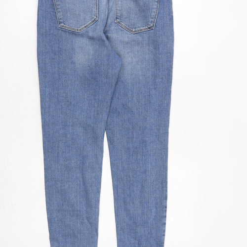 Marks and Spencer Womens Blue Cotton Skinny Jeans Size 12 L30 in Slim Zip
