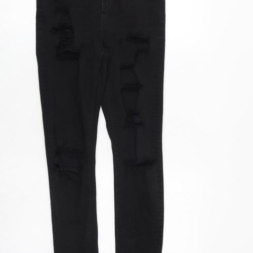 Topshop Womens Black Cotton Skinny Jeans Size 28 in L34 in Regular Zip
