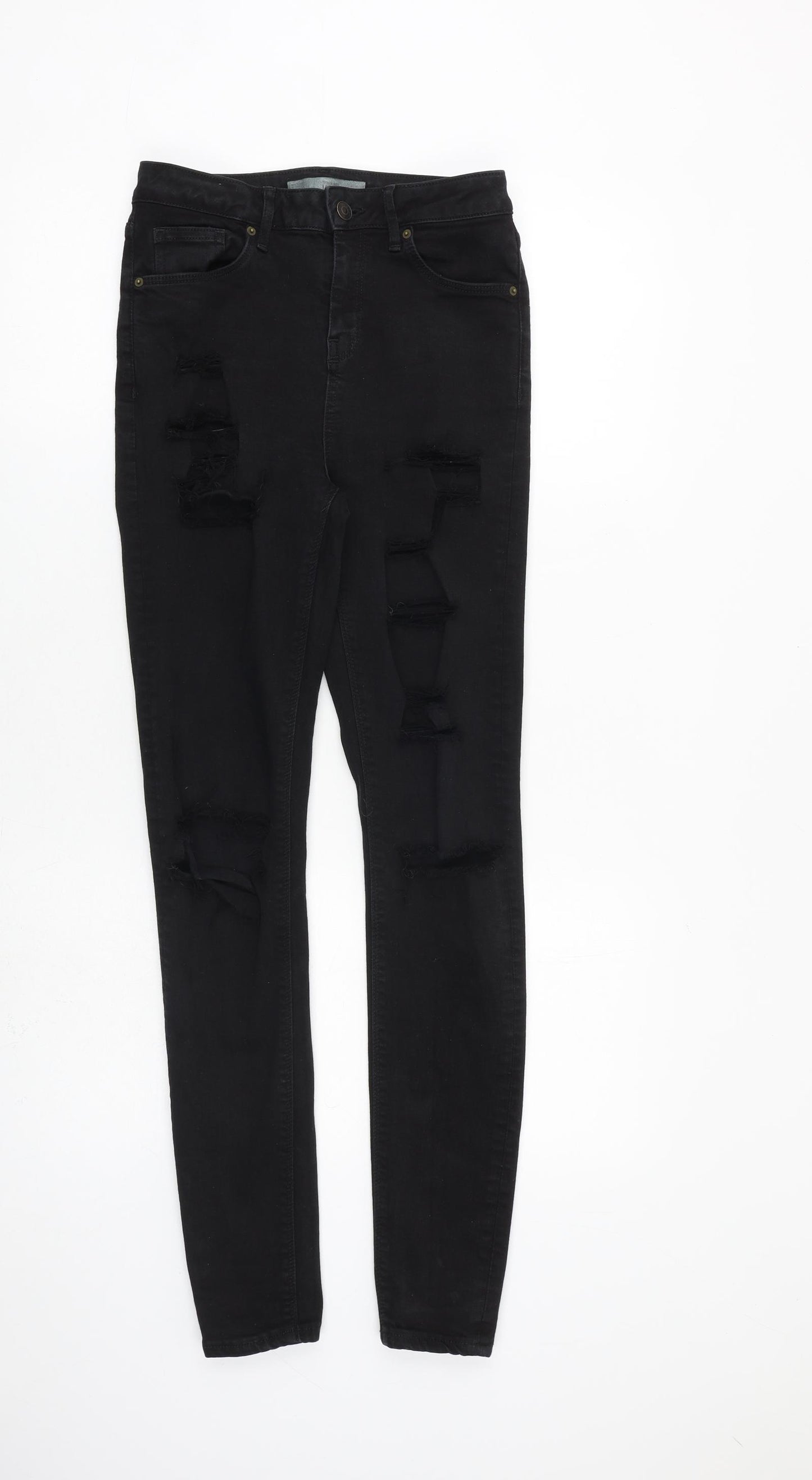 Topshop Womens Black Cotton Skinny Jeans Size 28 in L34 in Regular Zip