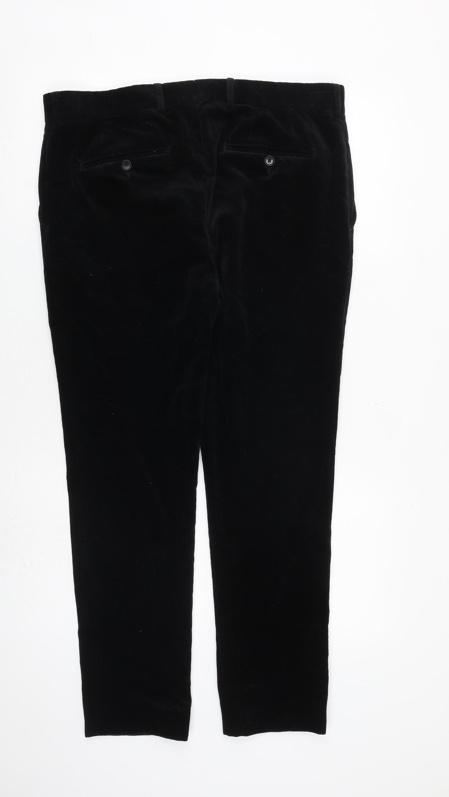 Zara Mens Black Cotton Trousers Size 36 in L28 in Regular Zip