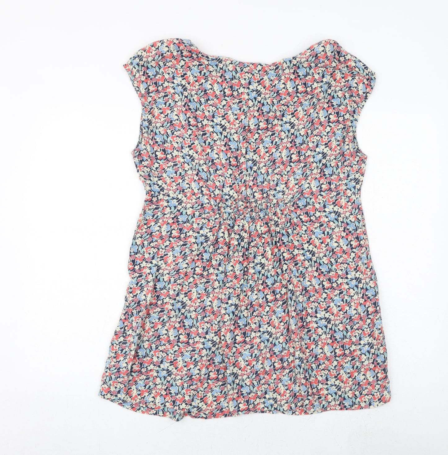 Joules Womens Multicoloured Floral Viscose Basic T-Shirt Size 18 Round Neck