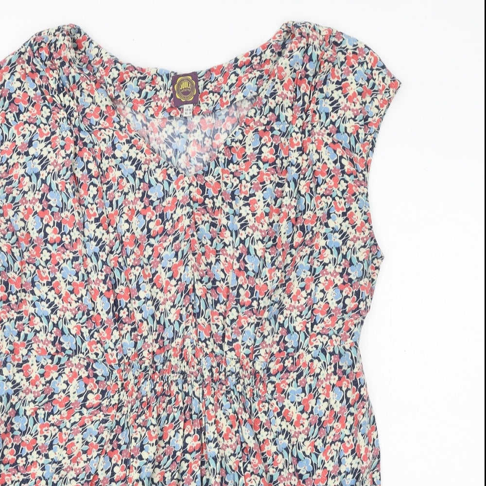 Joules Womens Multicoloured Floral Viscose Basic T-Shirt Size 18 Round Neck