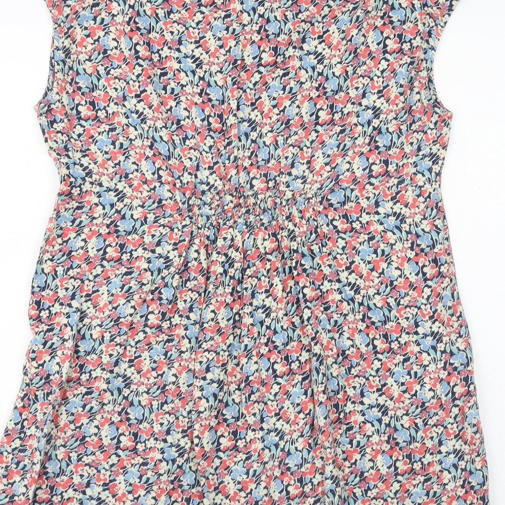 Joules Womens Multicoloured Floral Viscose Basic T-Shirt Size 18 Round Neck