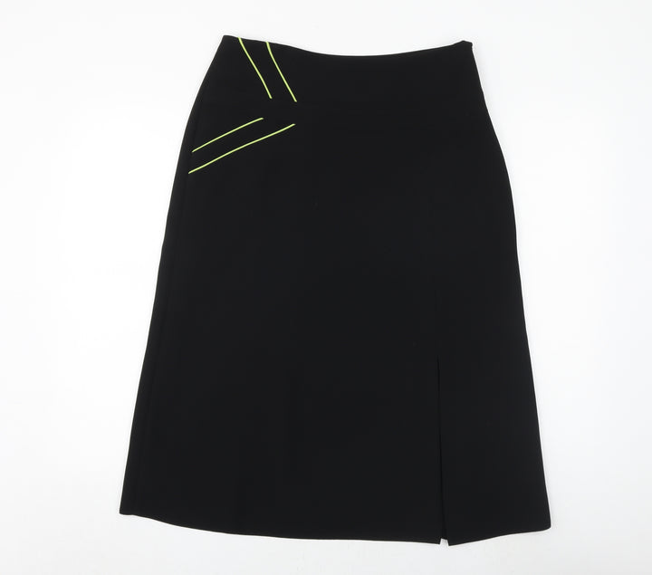 Wish Womens Black Polyester A-Line Skirt Size 12 Zip
