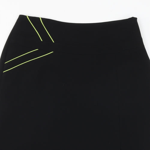 Wish Womens Black Polyester A-Line Skirt Size 12 Zip