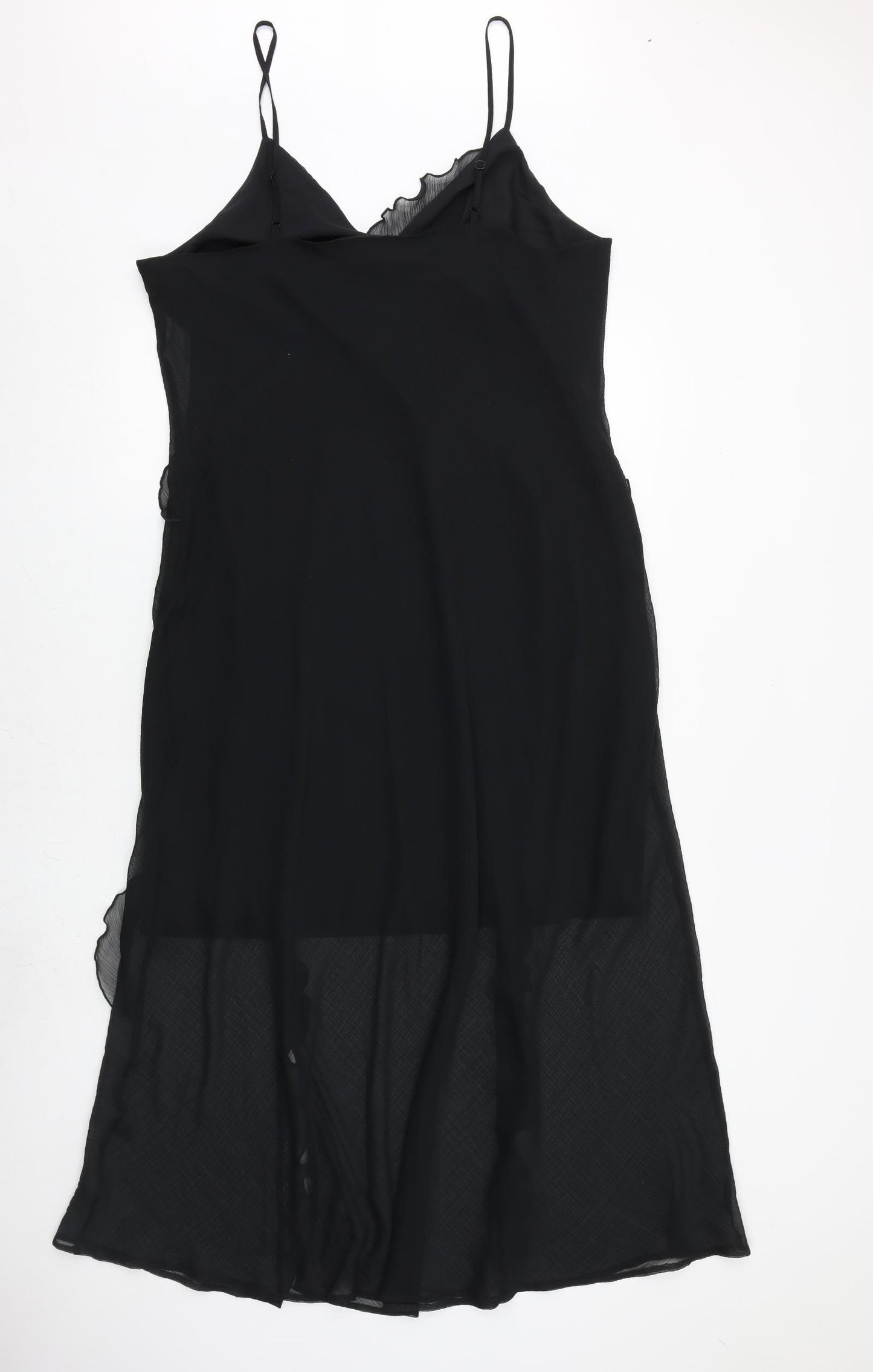 Marks and Spencer Womens Black Polyester Slip Dress Size 20 V-Neck Pullover
