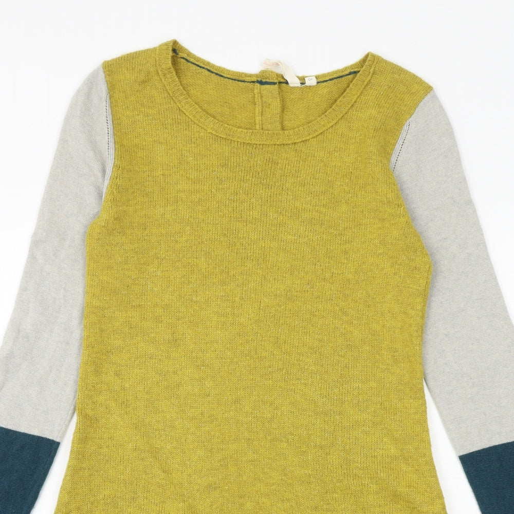 White Stuff Womens Multicoloured Colourblock Acrylic Jumper Dress Size 10 Round Neck Button
