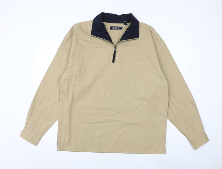 Maine Mens Brown Cotton Henley Sweatshirt Size M