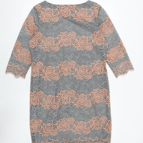Per Una Womens Grey Geometric Polyester A-Line Size 14 Round Neck Pullover