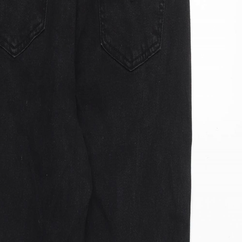 Cotton Traders Womens Black Cotton Straight Jeans Size 12 L27 in Regular Zip