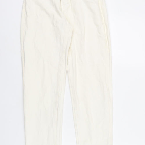 Pull&Bear Womens Ivory Cotton Mom Jeans Size 4 L26 in Regular Zip