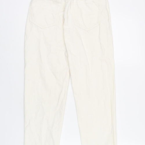 Pull&Bear Womens Ivory Cotton Mom Jeans Size 4 L26 in Regular Zip