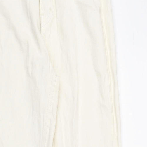 Pull&Bear Womens Ivory Cotton Mom Jeans Size 4 L26 in Regular Zip