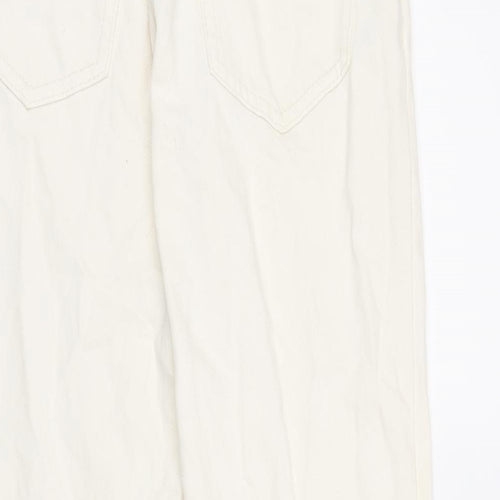 Pull&Bear Womens Ivory Cotton Mom Jeans Size 4 L26 in Regular Zip