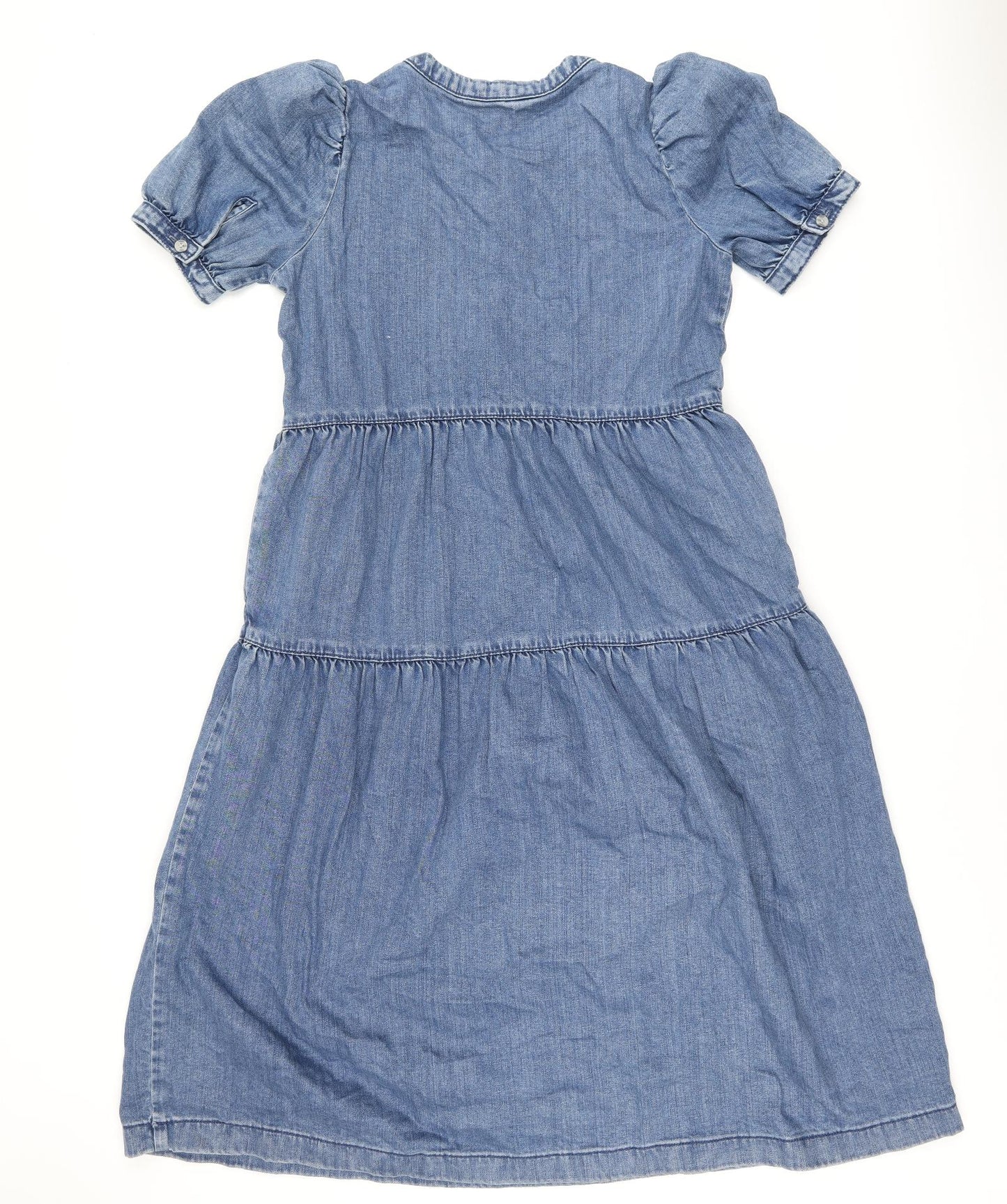 Marks and Spencer Womens Blue 100% Cotton A-Line Size 12 Round Neck Pullover