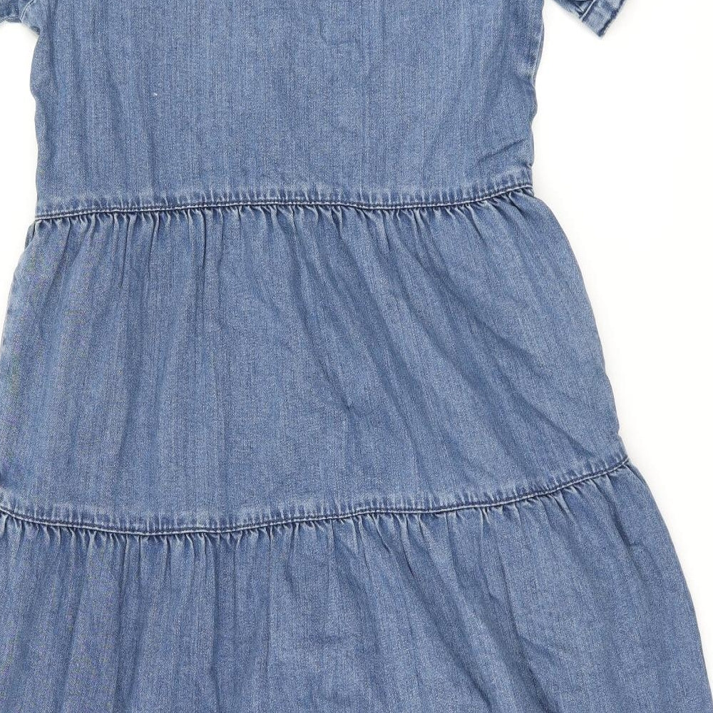 Marks and Spencer Womens Blue 100% Cotton A-Line Size 12 Round Neck Pullover