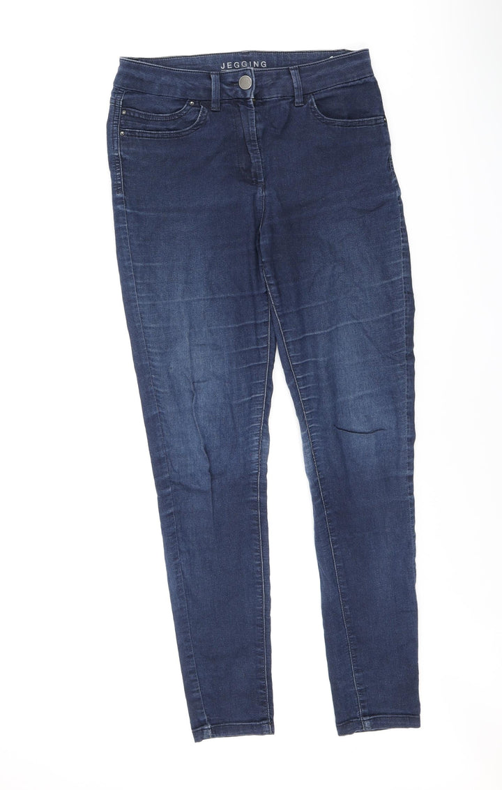 Marks and Spencer Womens Blue Cotton Skinny Jeans Size 12 L28 in Regular Tie - Jegging