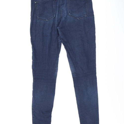 Marks and Spencer Womens Blue Cotton Skinny Jeans Size 12 L28 in Regular Tie - Jegging