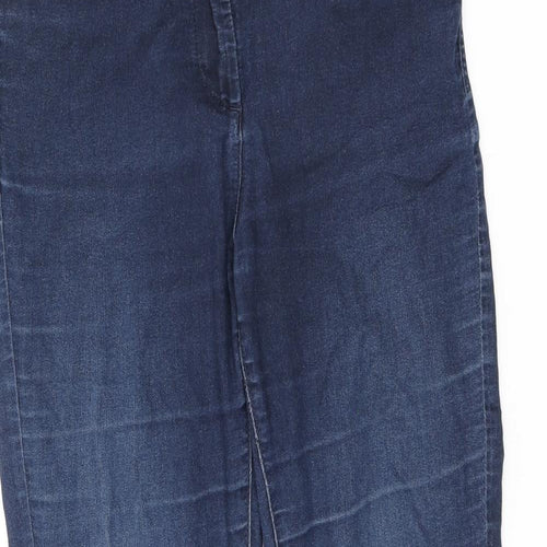 Marks and Spencer Womens Blue Cotton Skinny Jeans Size 12 L28 in Regular Tie - Jegging