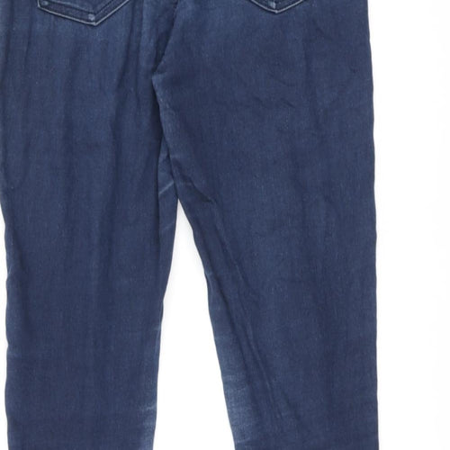 Marks and Spencer Womens Blue Cotton Skinny Jeans Size 12 L28 in Regular Tie - Jegging