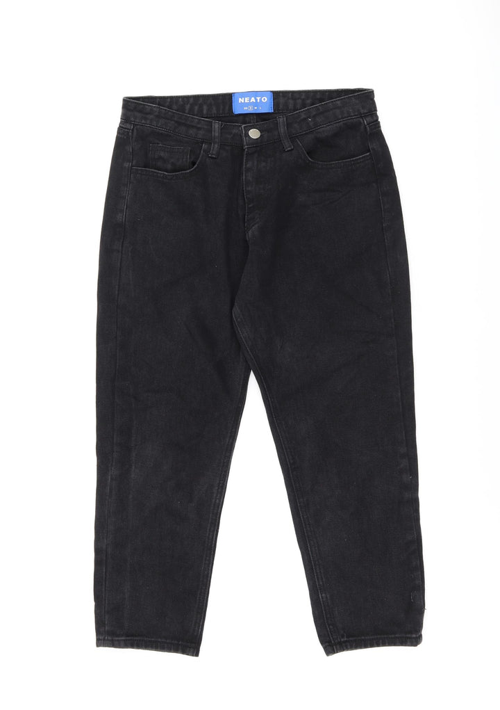 NEATO Womens Black Cotton Mom Jeans Size S L22 in Regular Zip