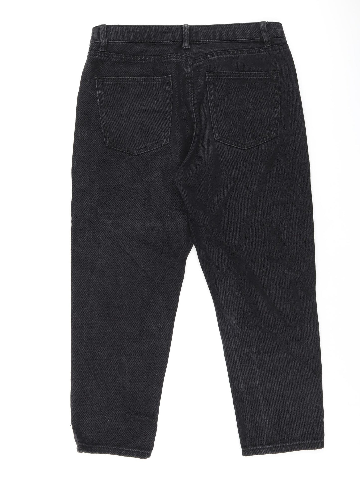NEATO Womens Black Cotton Mom Jeans Size S L22 in Regular Zip