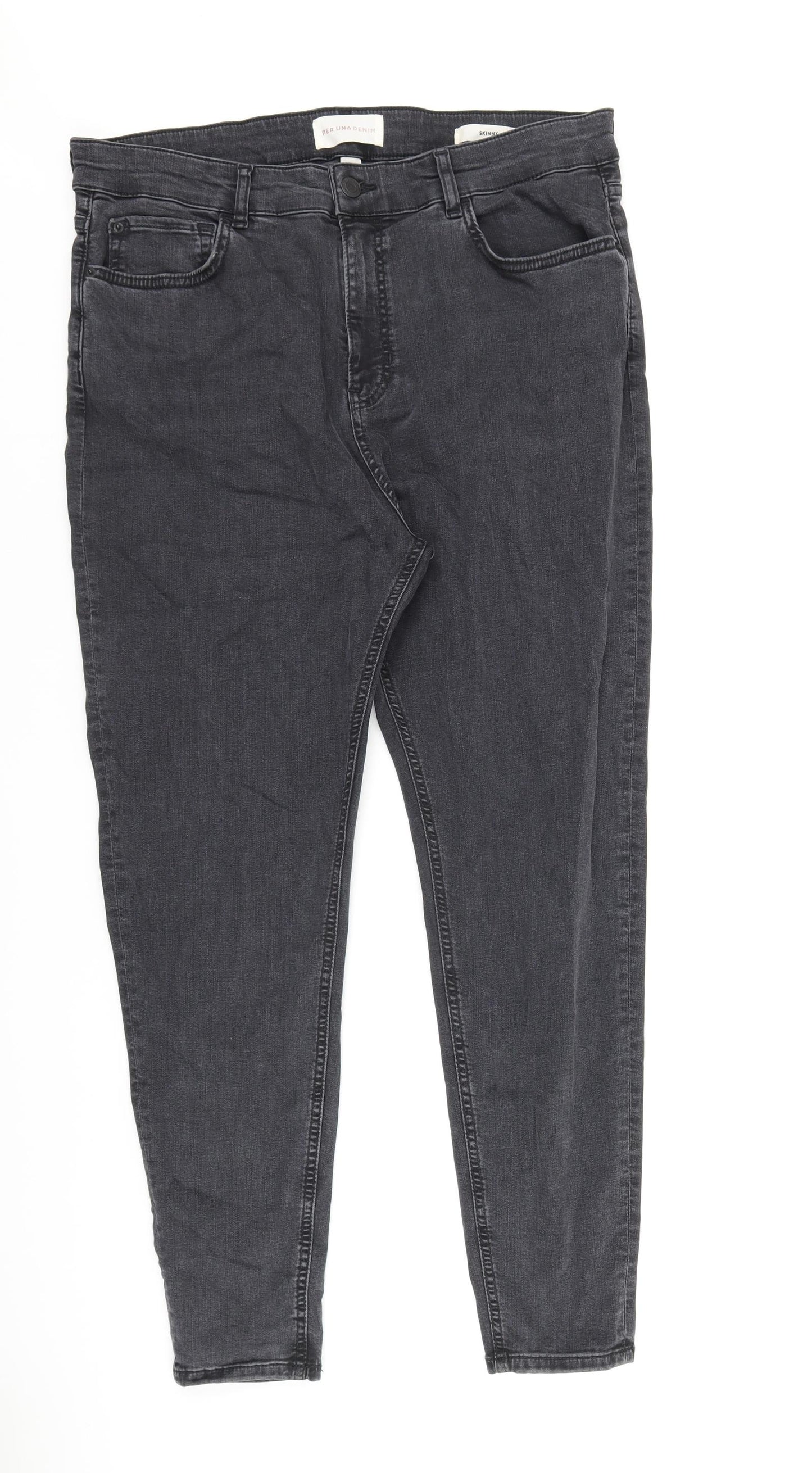 Per Una Womens Black Cotton Skinny Jeans Size 18 L27 in Regular Zip
