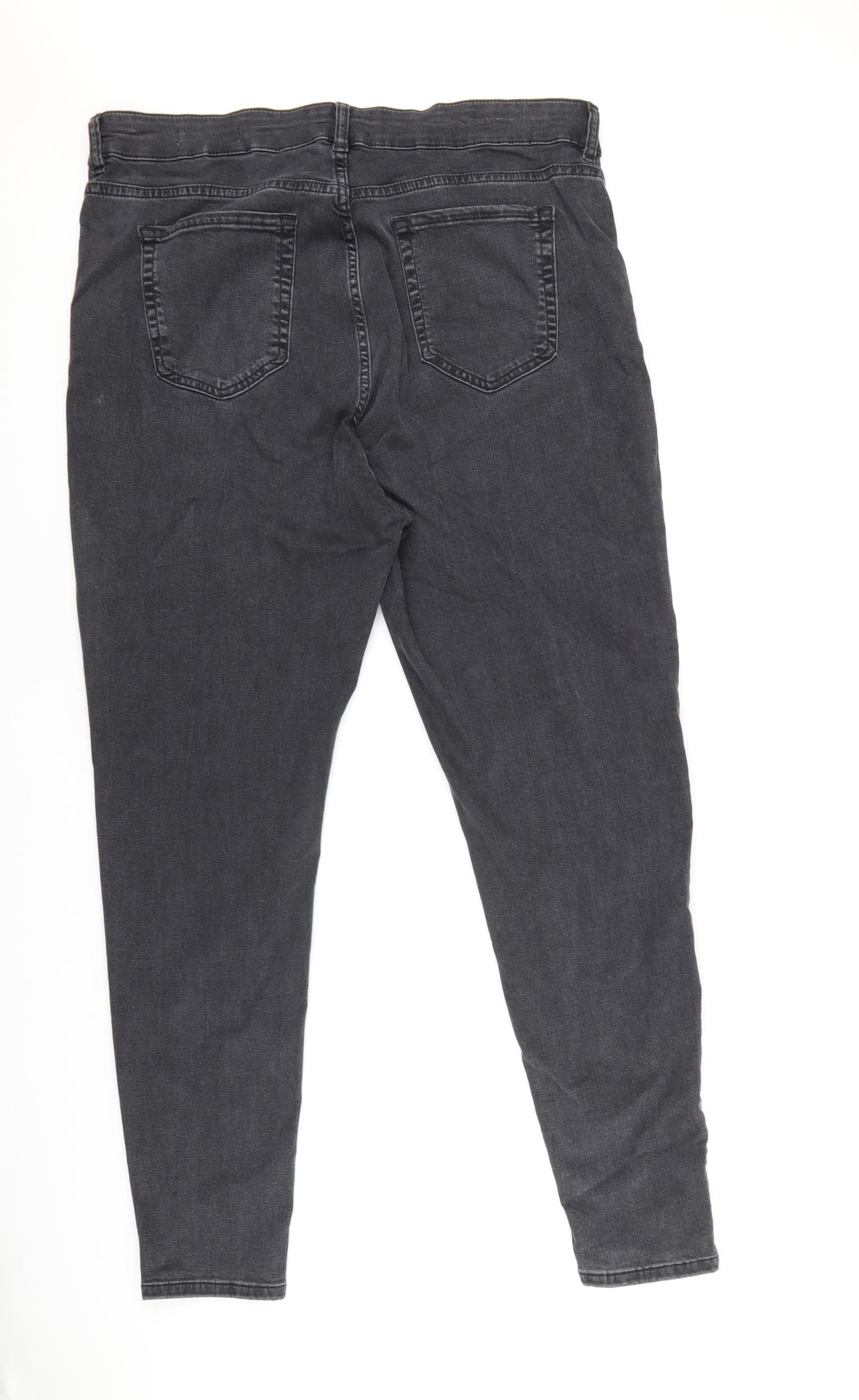 Per Una Womens Black Cotton Skinny Jeans Size 18 L27 in Regular Zip