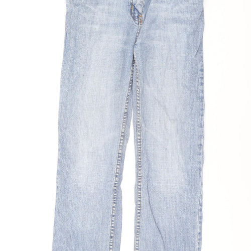 Denim & Co. Womens Blue Cotton Straight Jeans Size 12 L24.5 in Regular Zip