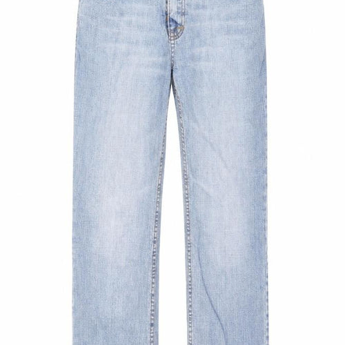 Denim & Co. Womens Blue Cotton Straight Jeans Size 12 L24.5 in Regular Zip