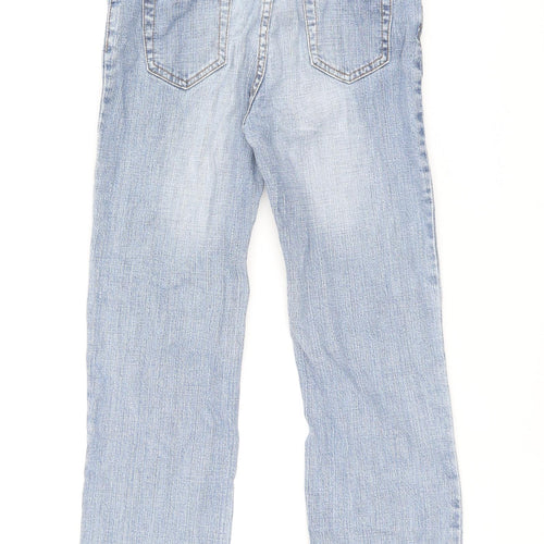 Denim & Co. Womens Blue Cotton Straight Jeans Size 12 L24.5 in Regular Zip