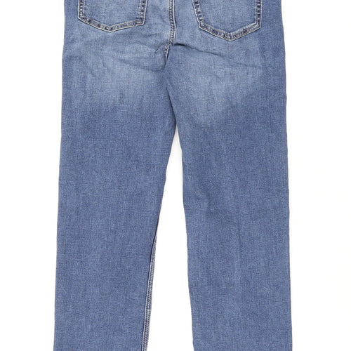 Marks and Spencer Womens Blue Cotton Straight Jeans Size 12 L26.5 in Regular Zip