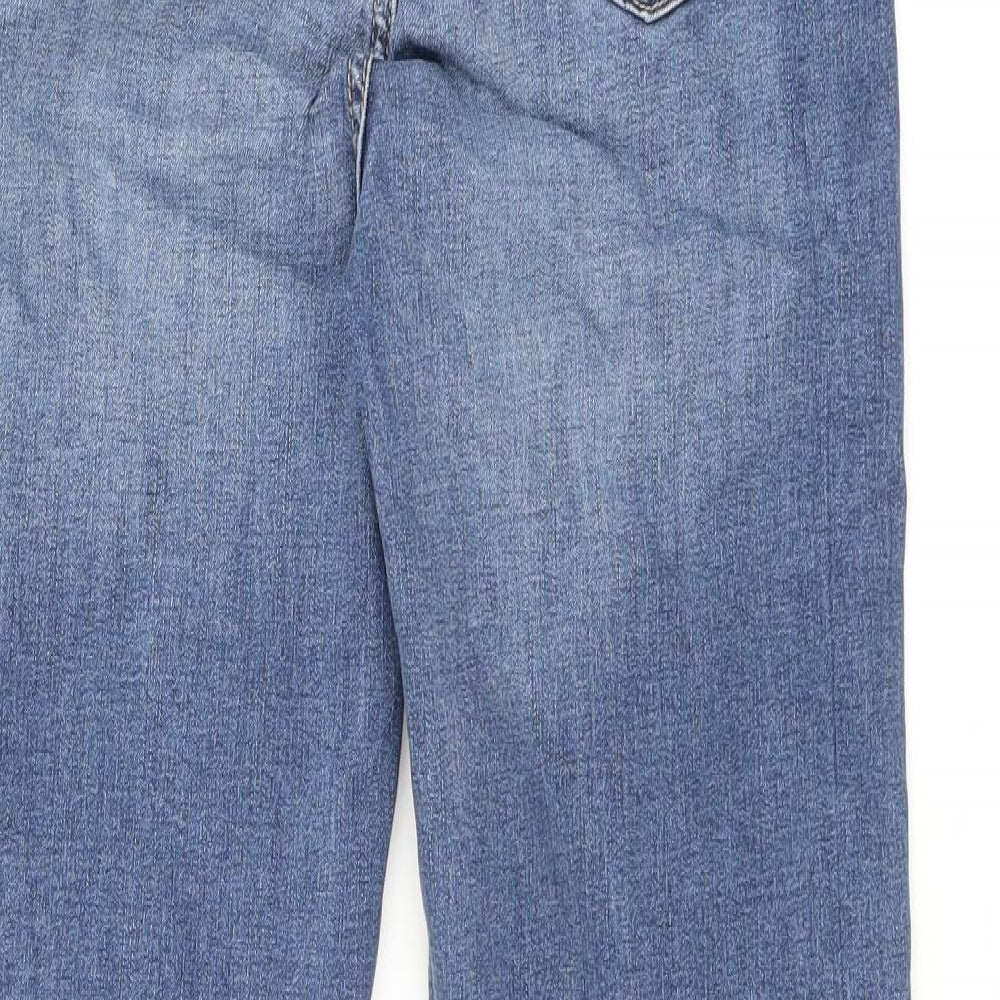 Marks and Spencer Womens Blue Cotton Straight Jeans Size 12 L26.5 in Regular Zip