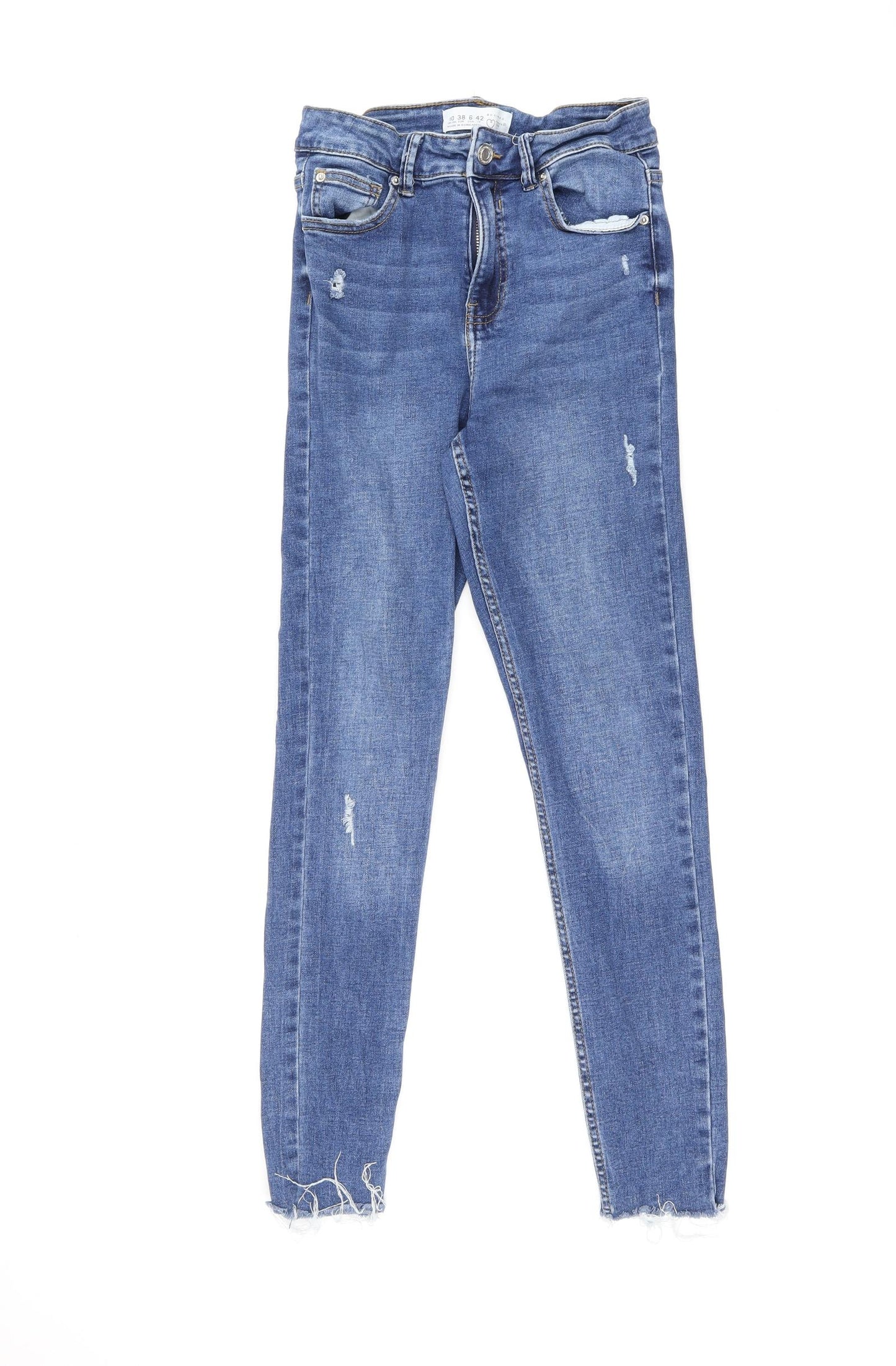 Denim & Co. Womens Blue Cotton Skinny Jeans Size 10 L25.5 in Regular Zip