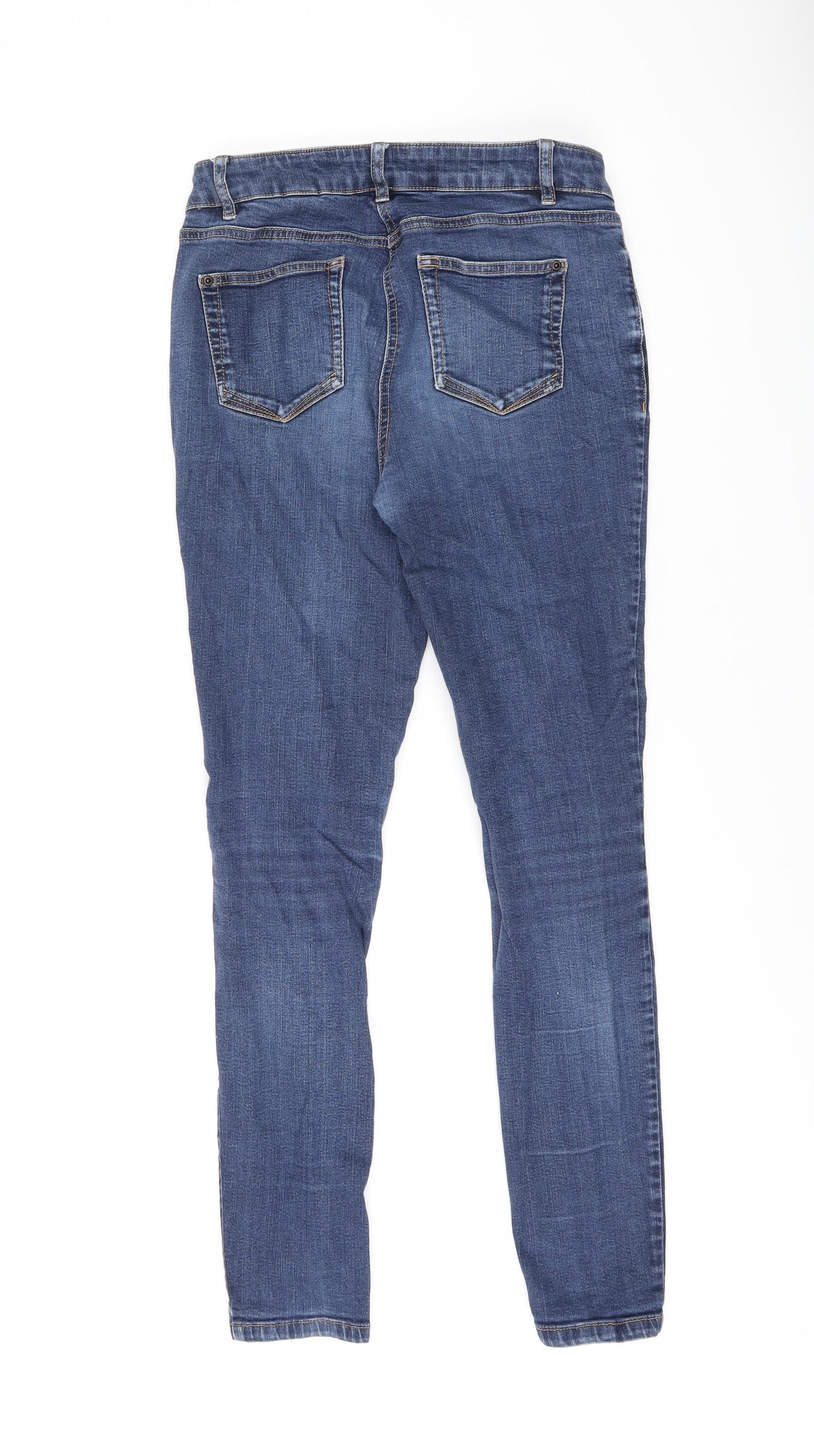 NEXT Womens Blue Cotton Skinny Jeans Size 8 L28 in Regular Zip